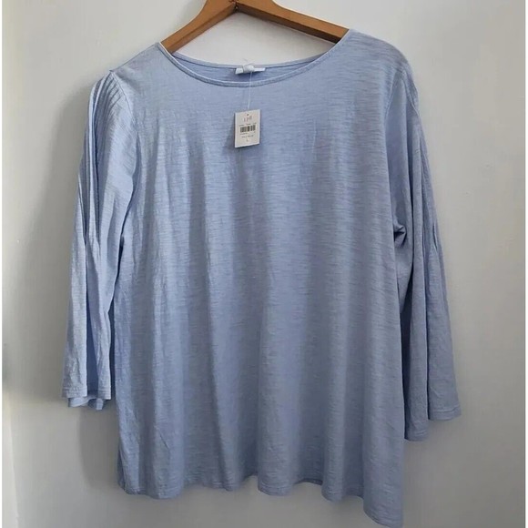 J. Jill Tops J Jill Womans Pale Blue Slub Knit T Shirt Loose Fit